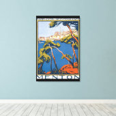 Menton Vintage Travel Poster Canvas Afdruk (Insitu (Houten vloer))