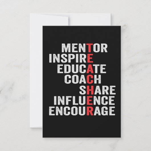 Mentor Inspire Educate Coach Share Influence Pap Bedankkaart (Voorkant)