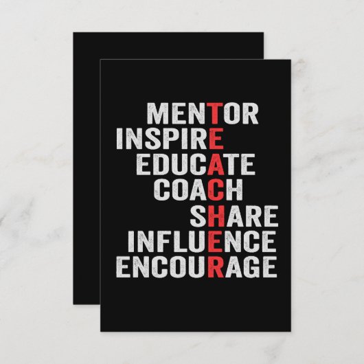 Mentor Inspire Educate Coach Share Influence Pap Bedankkaart (Voorkant / Achterkant)