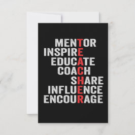 Mentor Inspire Educate Coach Share Influence Pap Bedankkaart