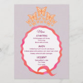 Menu 15th Birthday Quinceanera Butterfly Crown Squiggle (Devant)