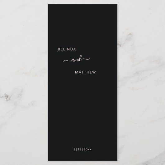 Menu 3 D Rose Mariage Romantique Sombre (Dos)