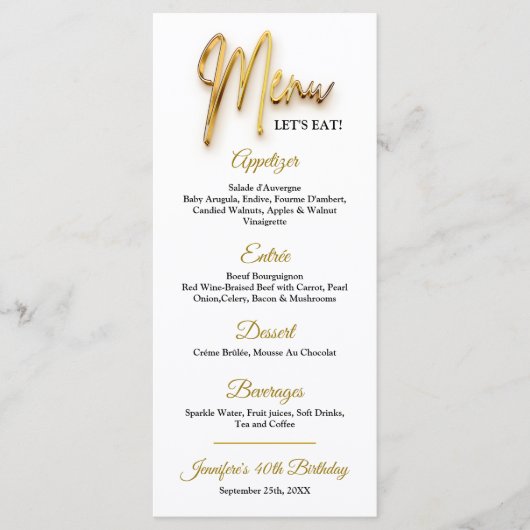 Menu - 3d Gold Tex Minimalistisch ontwerp (Voorkant)