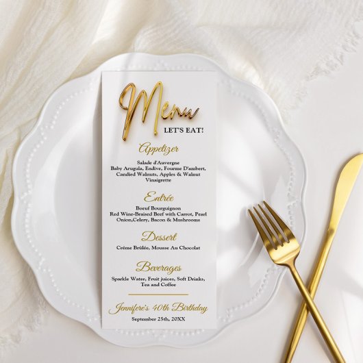 Menu - 3d Gold Tex Minimalistisch ontwerp