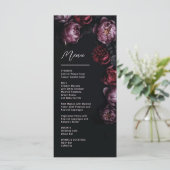 Menu 3D Purple and Dark Red Peony Wedding (Debout devant)