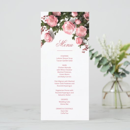 Menu 3D Roses Greenery Wildflowers (Debout devant)