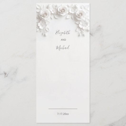 Menu 3D White Sculptured Roses (Dos)