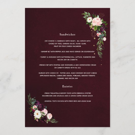 Menu 40e anniversaire du Mariage de Ruby (Dos)