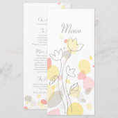 Menu 4 services moderne confettis fleurs jaunes (Devant / Derrière)