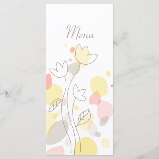 Menu 4 services moderne confettis fleurs jaunes (Devant)