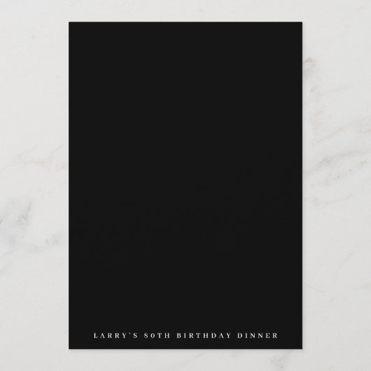 Menu 5 x 7 Classic Black White Calligraphy Birthday (Dos)