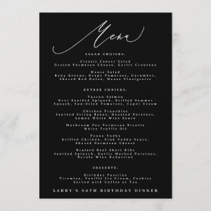 Menu 5 x 7 Classique Naissance Calligraphie Noir Blanc