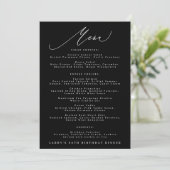 Menu 5 x 7 Classique Naissance Calligraphie Noir Blanc (Debout devant)