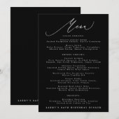 Menu 5 x 7 Classique Naissance Calligraphie Noir Blanc (Devant / Derrière)