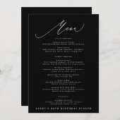 Menu 5 x 7 Elegant Black White Calligraphy Birthday (Devant / Derrière)