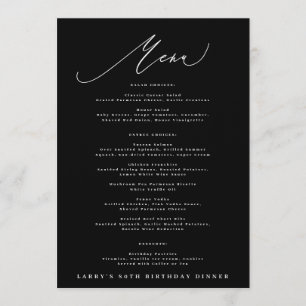 Menu 5 x 7 Élégant Naissance Calligraphie Noir Blanc