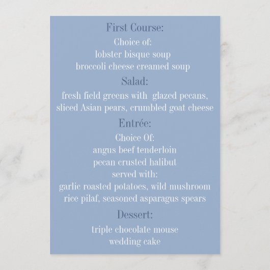 Menu 5x7 de vue de face de plage (Dos)