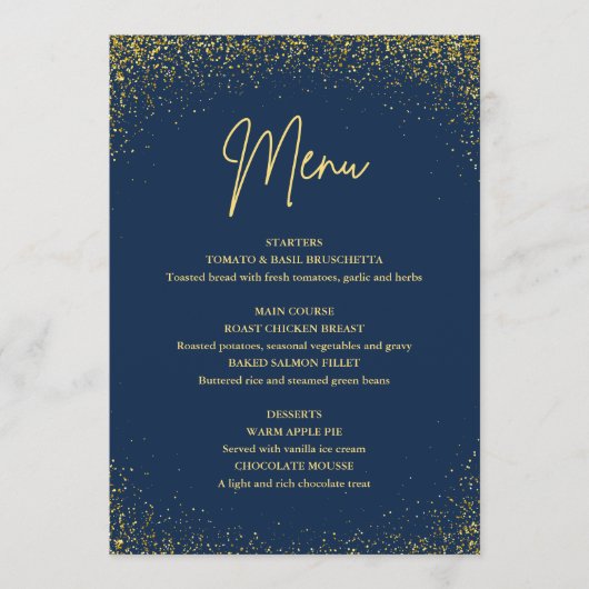 Menu 75e anniversaire Navy Paillettes Dorées (Devant)