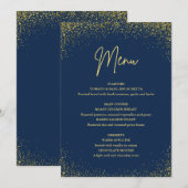 Menu 75th birthday Navy Gold Glitter (Devant / Derrière)