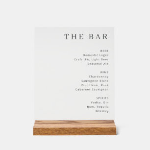 Menu à barre élégante en noir et blanc avec serif
