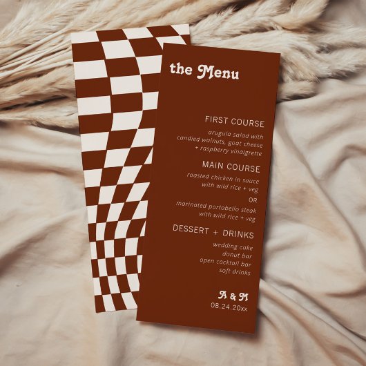 Menu à carreaux rétro chic moderne