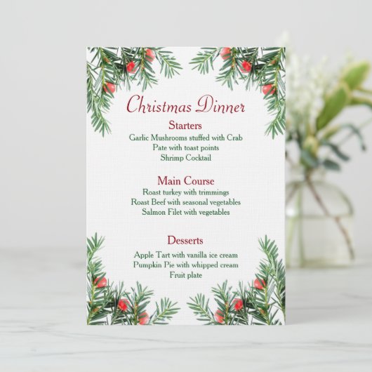 Menu à feuillage persistant et rouge de Noël de (Debout devant)