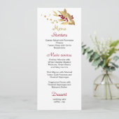 menu à fleurs bordeaux & or mariage (Debout devant)