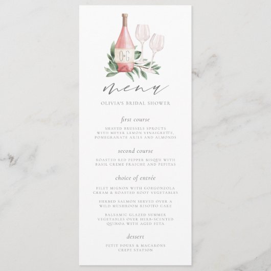 Menu À l'amour des vins, thème de mariage ou de fête de (Devant)