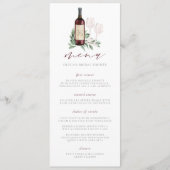 Menu À l'amour Toast au vin Thème de mariage ou douche (Devant)