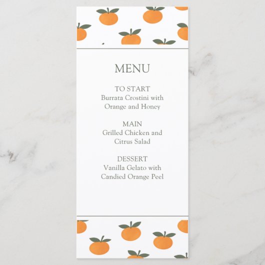 Menu A Little Cutie Orange Gender Neutral Citrus Modern (Devant)