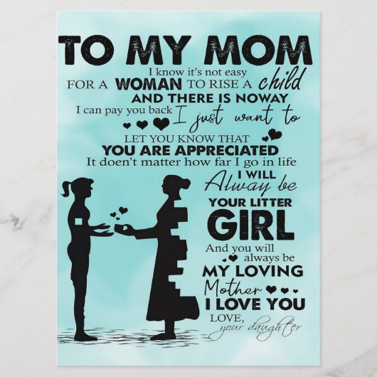 Menu À ma conception mère | Lettre à maman (Devant)