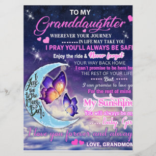 Menu À ma petite-fille Papillons Idée cadeau d'annivers