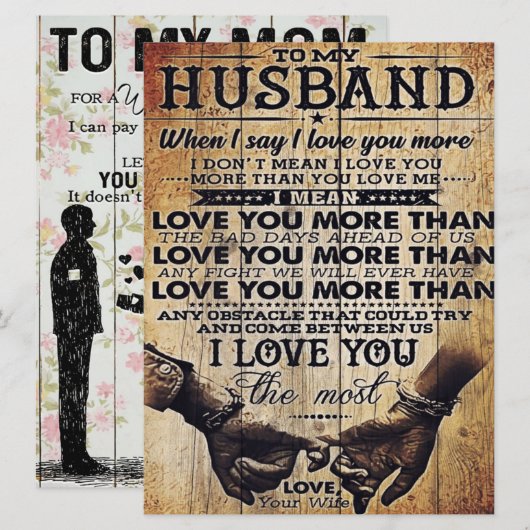 Menu À mon amour mon mari | Cadeau de devis mignon | (Devant / Derrière)