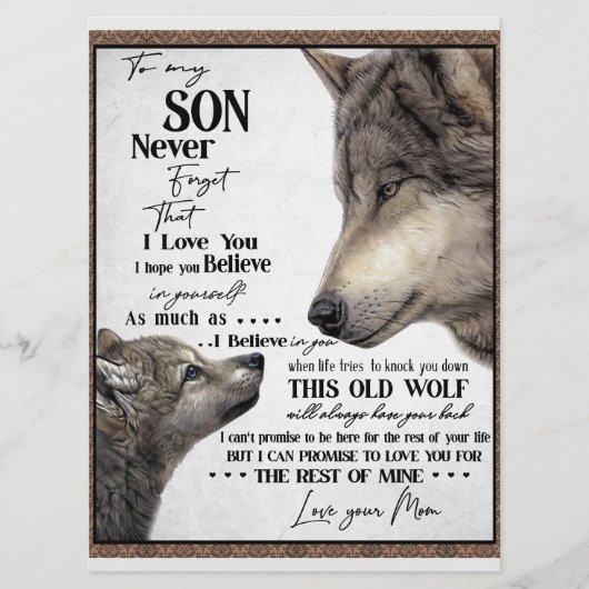 Menu À Mon Fils Cadeau, Maman Et Fils, Lettre D'Amour À (Devant)