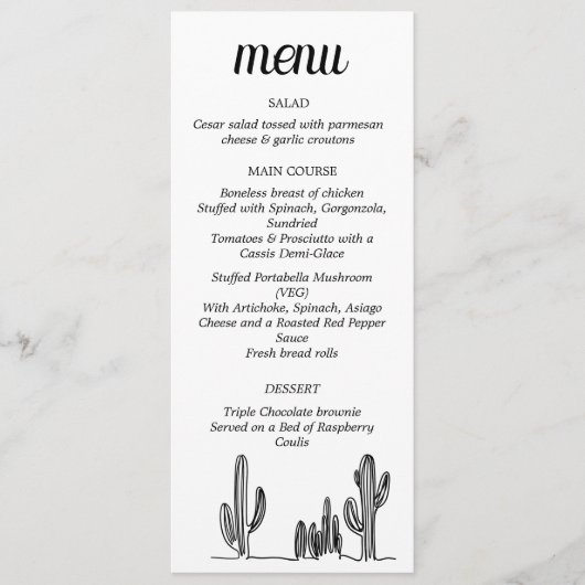 Menu à plat (Devant)