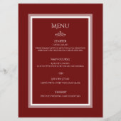 Menu à plat rouge mariage de Bourgogne (Devant)