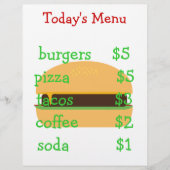 Menu à thème Burger simple modifiable (Devant)