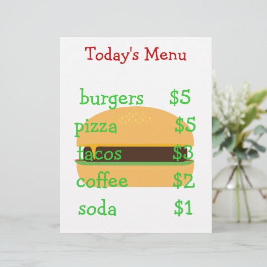 Menu à thème Burger simple modifiable (Debout devant)