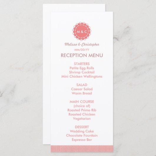 Menu abstracte ventilatorbruiloft / Programma (Voorkant / Achterkant)