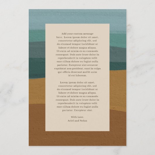 Menu Abstrait Coastal Chic Mariage moderne (Dos)