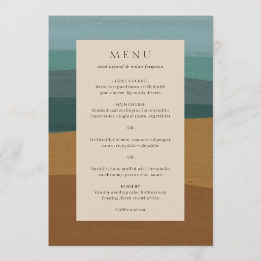 Menu Abstrait Coastal Chic Mariage moderne (Devant)