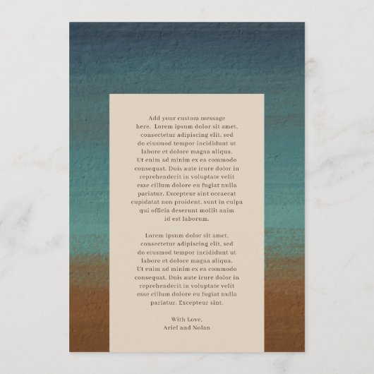 Menu Abstrait Coastal Chic Mariage moderne (Dos)