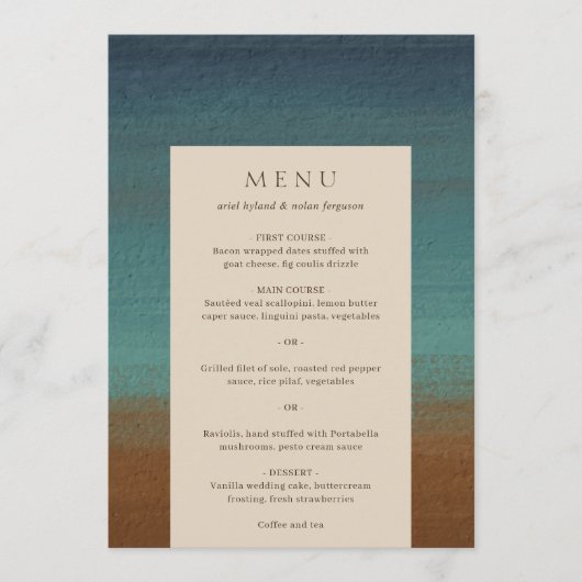 Menu Abstrait Coastal Chic Mariage moderne (Devant)