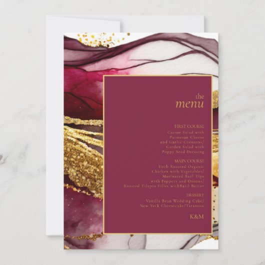 Menu Abstrait Mariage Sparkling Wine Red ID1018 (Devant)