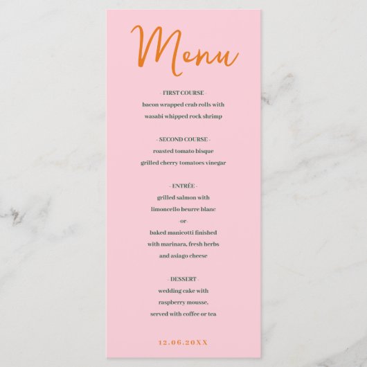 Menu Abstrait mélange rose et vert fleuri et assor (Devant)