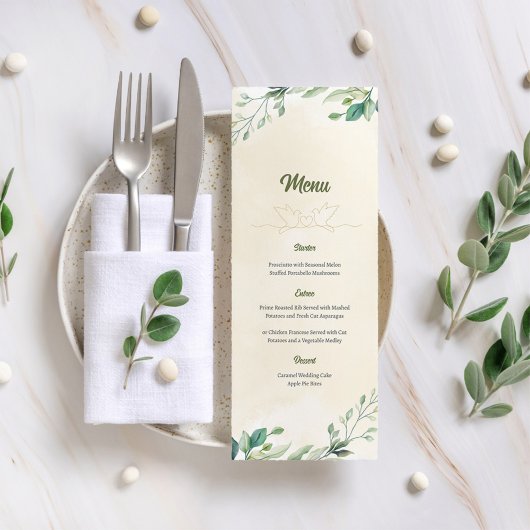 Menu Abstrait minimaliste Mariage feuille