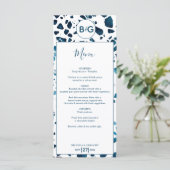 Menu Abstrait moderne Terrazzo Mosaic Mariage bleu (Debout devant)