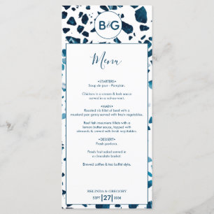 Menu Abstrait moderne Terrazzo Mosaic Mariage bleu