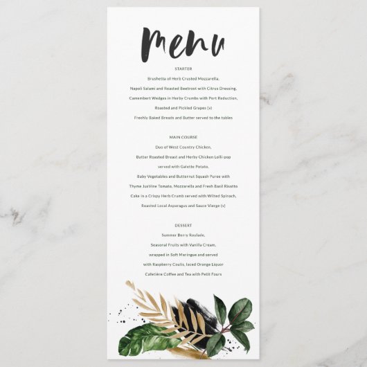 Menu abstrait tropical moderne peint mariage (Devant)