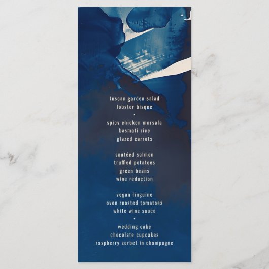 Menu Abstrait Unique Marine Mariage de peinture d'encre (Devant)